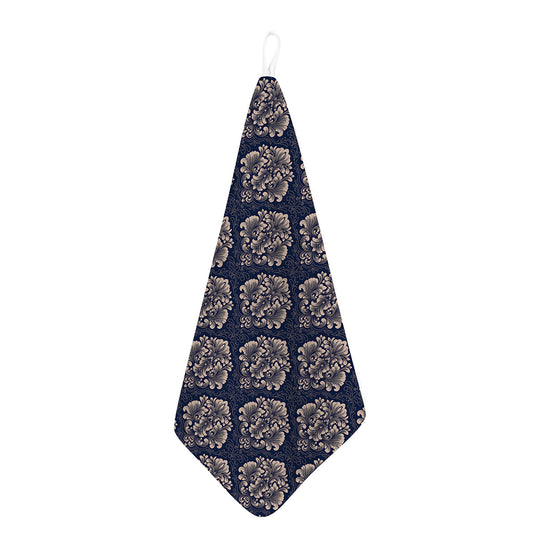 Blue And Brown Damask Pattern Print Hand Towel