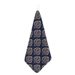 Blue And Brown Damask Pattern Print Hand Towel