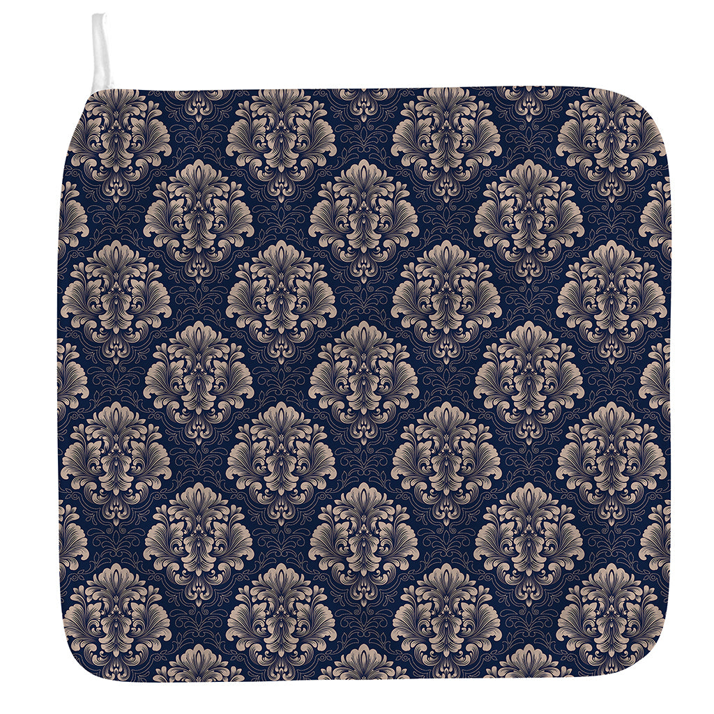 Blue And Brown Damask Pattern Print Hand Towel