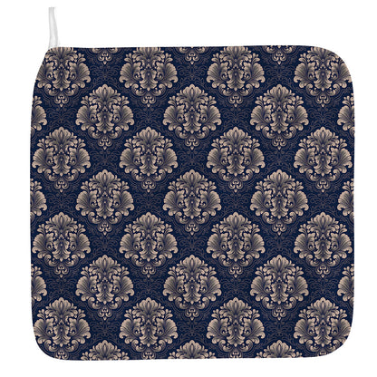 Blue And Brown Damask Pattern Print Hand Towel
