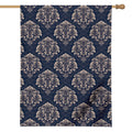 Blue And Brown Damask Pattern Print House Flag