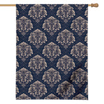 Blue And Brown Damask Pattern Print House Flag