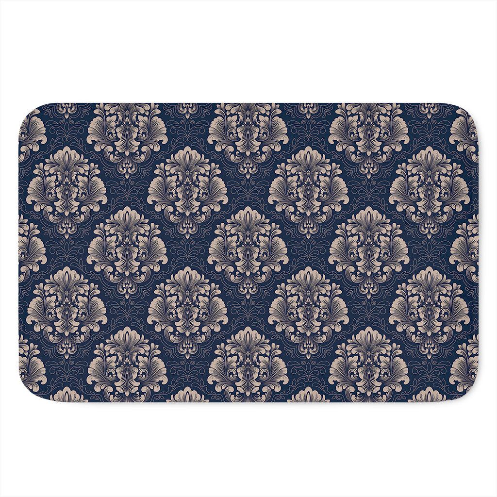Blue And Brown Damask Pattern Print Indoor Door Mat