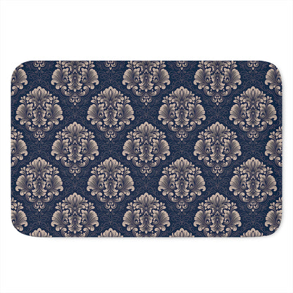 Blue And Brown Damask Pattern Print Indoor Door Mat