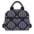 Blue And Brown Damask Pattern Print Insulated Lunch Bag