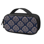 Blue And Brown Damask Pattern Print Insulin Cooler Travel Case
