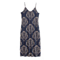 Blue And Brown Damask Pattern Print Jersey Midi Cami Dress