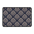 Blue And Brown Damask Pattern Print Kitchen Mat