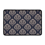 Blue And Brown Damask Pattern Print Kitchen Mat