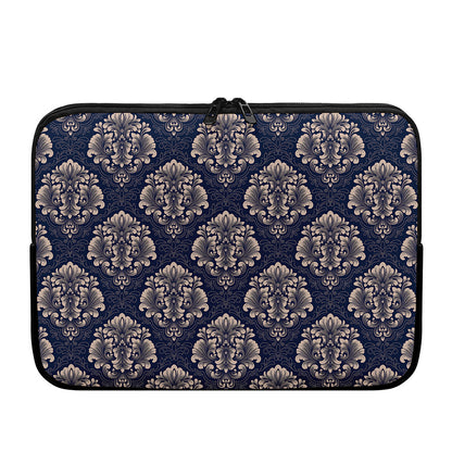 Blue And Brown Damask Pattern Print Laptop Sleeve