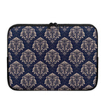 Blue And Brown Damask Pattern Print Laptop Sleeve