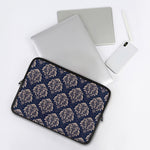 Blue And Brown Damask Pattern Print Laptop Sleeve