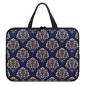 Blue And Brown Damask Pattern Print Laptop Sleeve With Handle