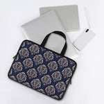 Blue And Brown Damask Pattern Print Laptop Sleeve With Handle