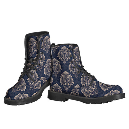 Blue And Brown Damask Pattern Print Backpack
