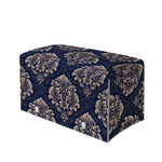 Blue And Brown Damask Pattern Print Leather Tissue Box Cover
