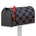 Blue And Brown Damask Pattern Print Mailbox Cover