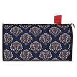 Blue And Brown Damask Pattern Print Mailbox Cover