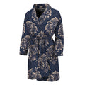 Blue And Brown Damask Pattern Print Men's Bathrobe