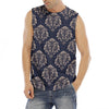 Blue And Brown Damask Pattern Print Men's Fitness Tank Top