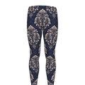 Blue And Brown Damask Pattern Print Men's Leggings