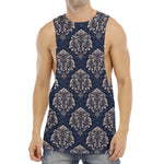 Blue And Brown Damask Pattern Print Men's Muscle Tank Top