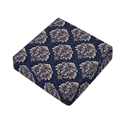 Blue And Brown Damask Pattern Print Outdoor Seat Cushion Cover