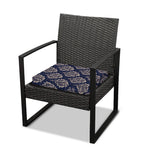 Blue And Brown Damask Pattern Print Outdoor Seat Cushion Cover