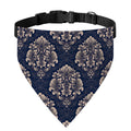 Blue And Brown Damask Pattern Print Over The Collar Dog Bandana
