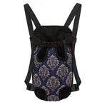 Blue And Brown Damask Pattern Print Pet Carrier Backpack