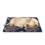 Blue And Brown Damask Pattern Print Pet Cooling Mat Cover