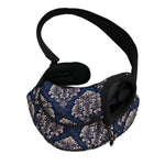 Blue And Brown Damask Pattern Print Pet Sling Carrier