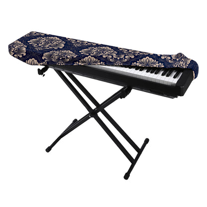 Blue And Brown Damask Pattern Print Piano Keyboard Cover