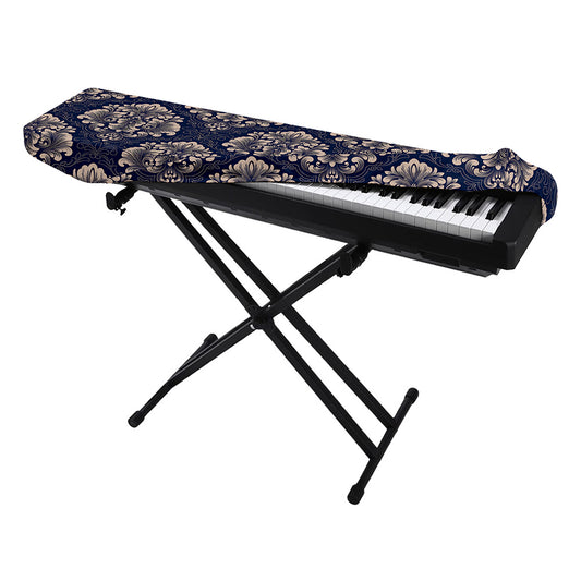 Blue And Brown Damask Pattern Print Piano Keyboard Cover
