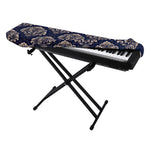 Blue And Brown Damask Pattern Print Piano Keyboard Cover