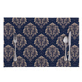 Blue And Brown Damask Pattern Print Placemat