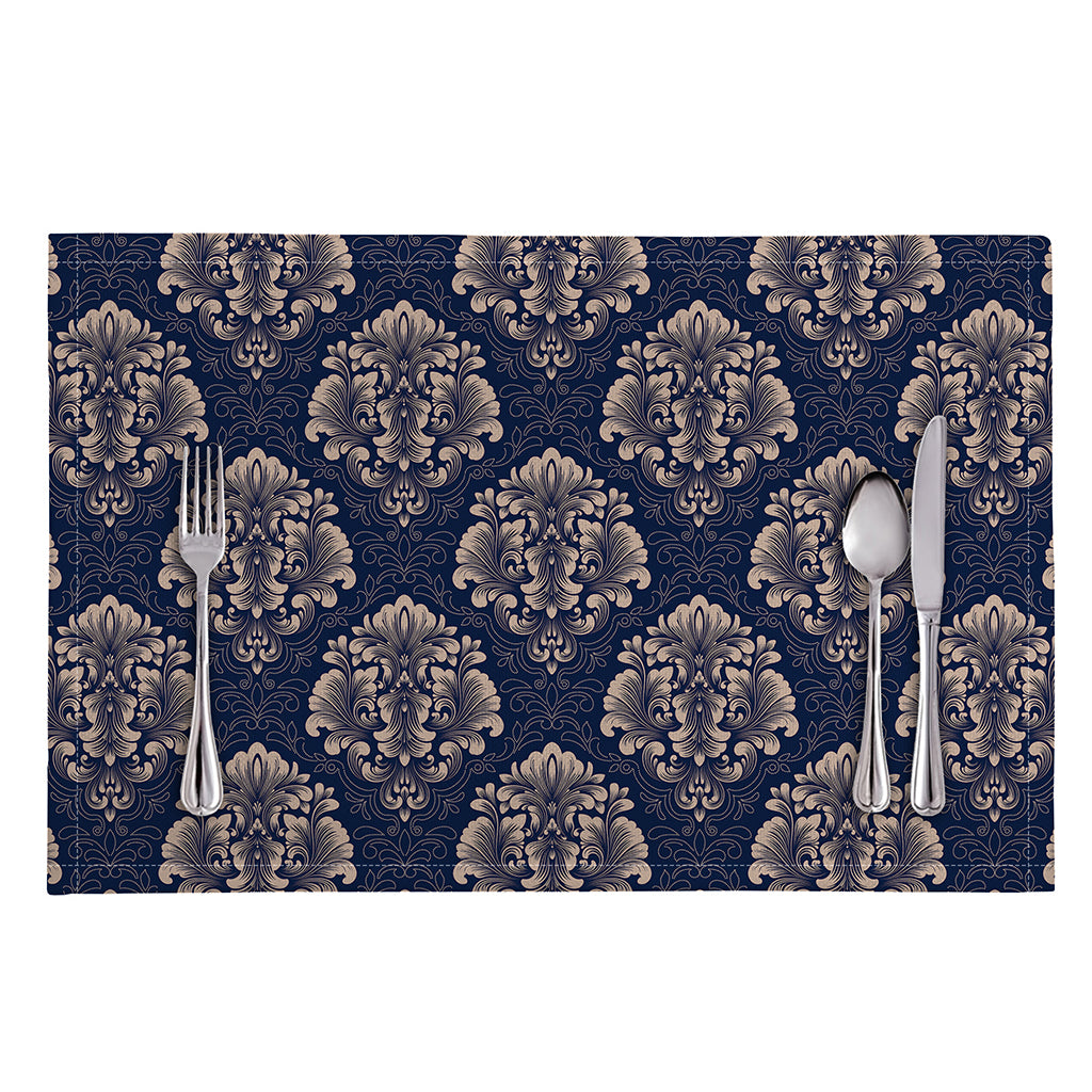 Blue And Brown Damask Pattern Print Placemat