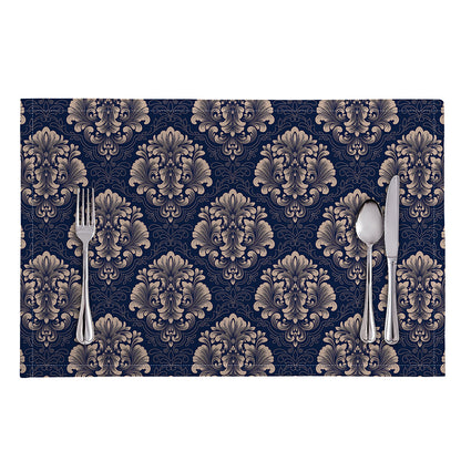 Blue And Brown Damask Pattern Print Placemat