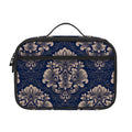 Blue And Brown Damask Pattern Print Portable Lunch Bag