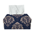 Blue And Brown Damask Pattern Print Rectangle Tissue Box Cover