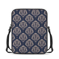Blue And Brown Damask Pattern Print Rectangular Crossbody Bag