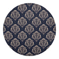 Blue And Brown Damask Pattern Print Round Blanket