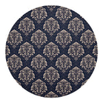 Blue And Brown Damask Pattern Print Round Blanket