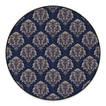Blue And Brown Damask Pattern Print Round Floor Mat