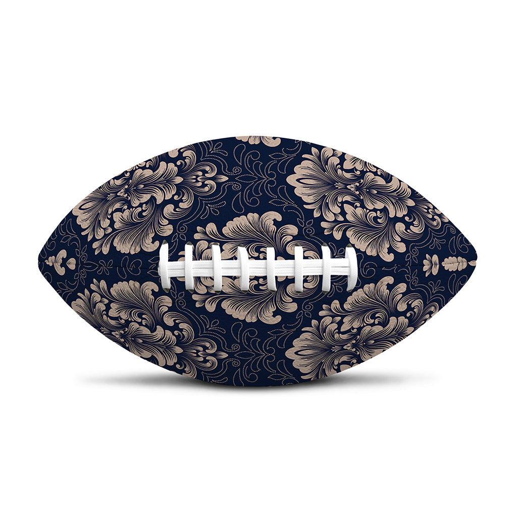 Blue And Brown Damask Pattern Print Rugby Ball