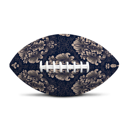 Blue And Brown Damask Pattern Print Rugby Ball