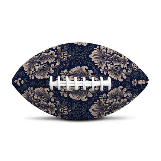 Blue And Brown Damask Pattern Print Rugby Ball