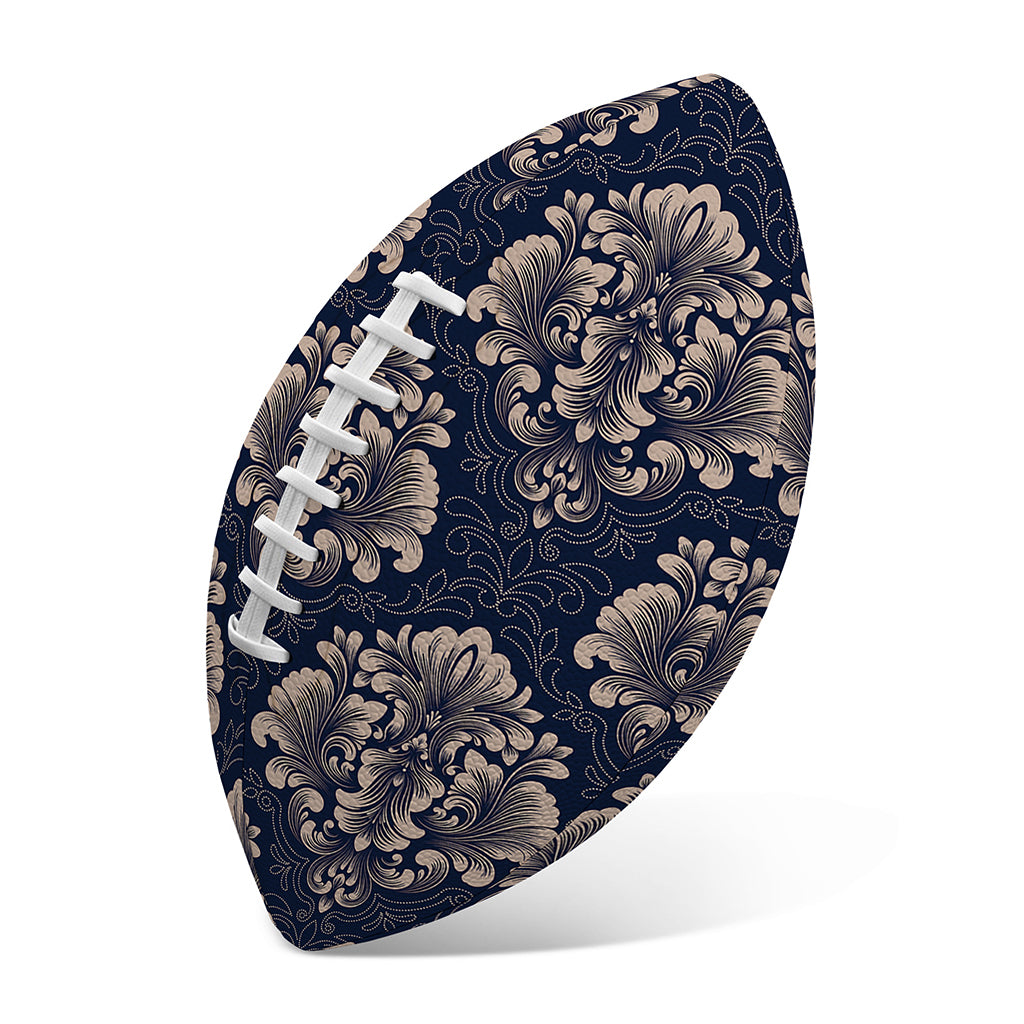 Blue And Brown Damask Pattern Print Rugby Ball