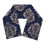 Blue And Brown Damask Pattern Print Scarf