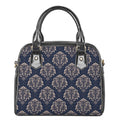 Blue And Brown Damask Pattern Print Shoulder Handbag